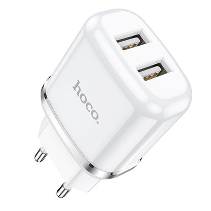 Cargador Hoco N4 2.4A Cable Lightning Doble USB Blanco