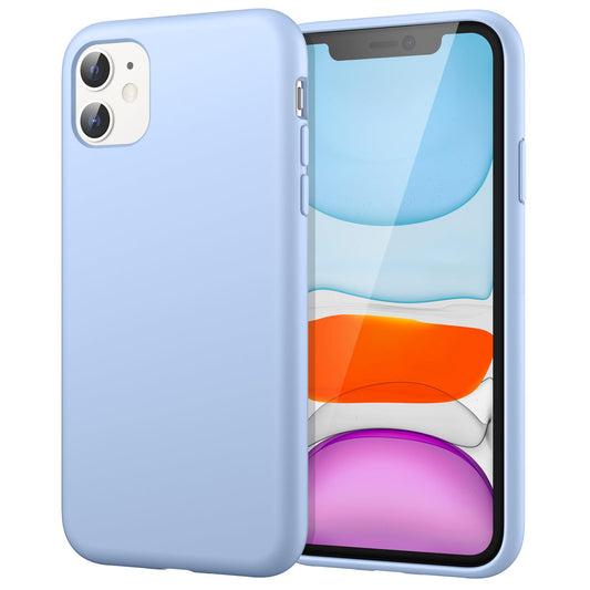 Funda de Silicona para iPhone 11 6.1 Pulgadas, Sedoso-Tacto Suave, Carcasa de Cubierta a Prueba de Golpes con Forro de Microfibra (Azul Claro)