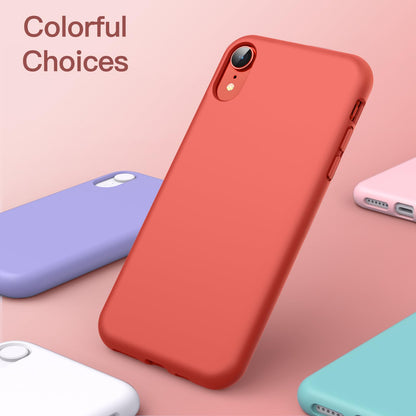 Funda de Silicona para iPhone XR, 6,1", Sedoso-Tacto Suave, Cubierta a Prueba de Golpes con Forro de Microfibra (Negro)