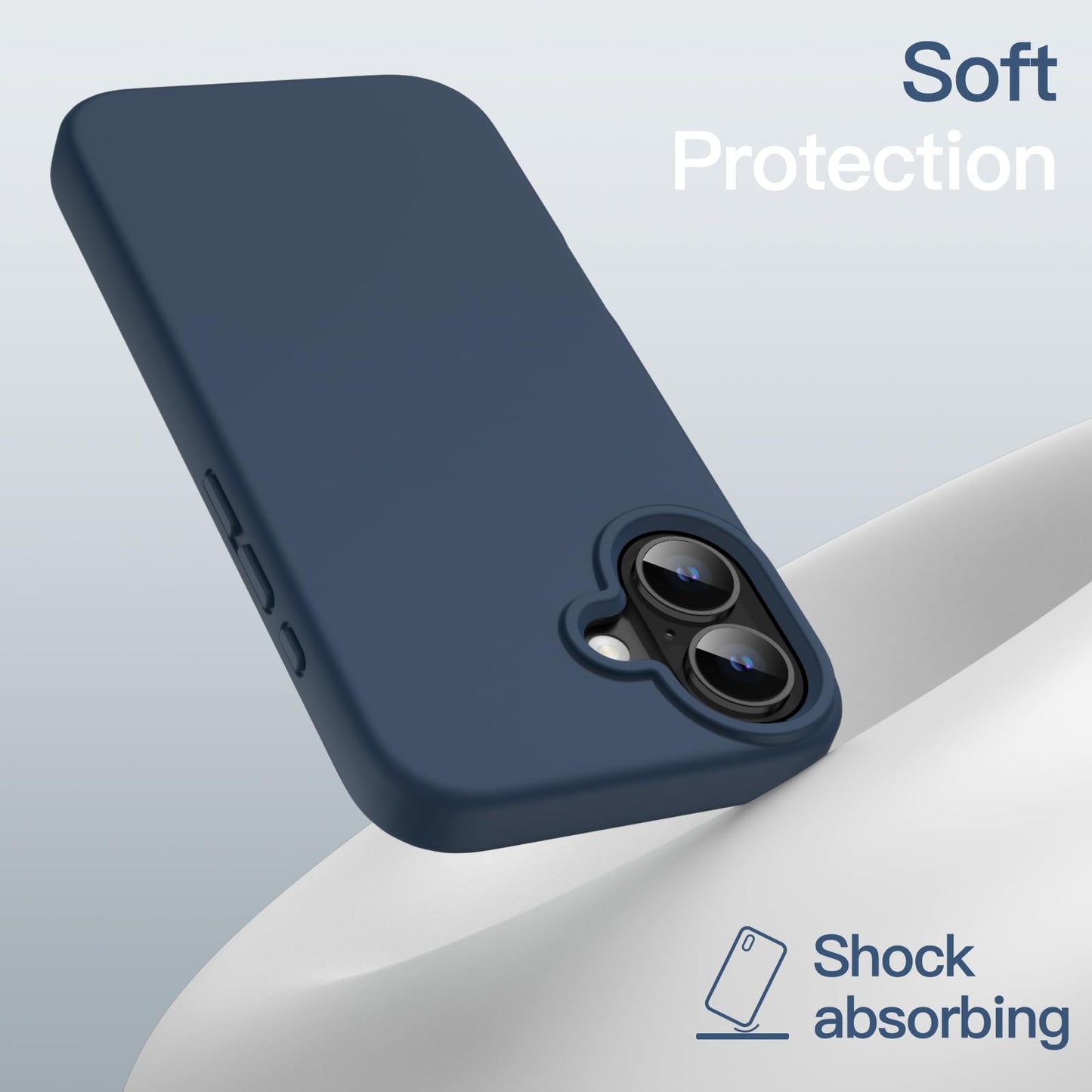 Funda Silicona para iPhone 16 6.1 Pulgadas, Protectora de Cuerpo Completo con Tacto Suave y Sedoso, Carcasa Anti-Arañazos con Forro de Microfibra (Negro)