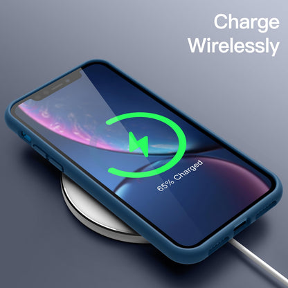 Funda de Silicona para iPhone XR, 6,1", Sedoso-Tacto Suave, Cubierta a Prueba de Golpes con Forro de Microfibra (Negro)