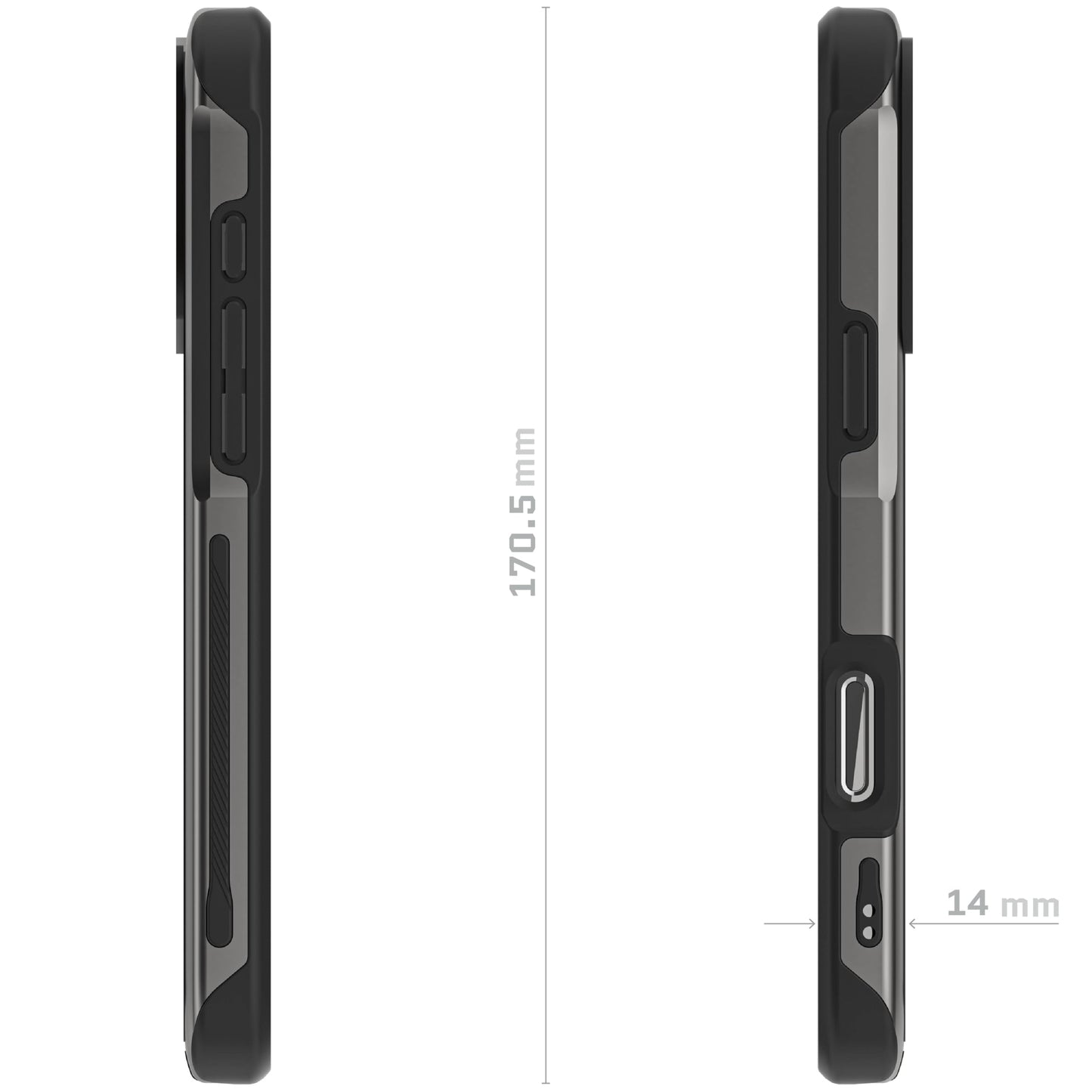 Ghostek . Funda Atomic para iPhone 16 Pro MAX Aluminio Negra Transp MagSafe