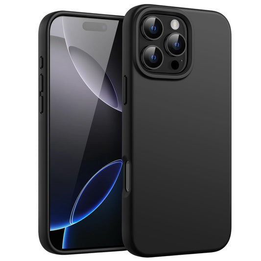 Funda Silicona Líquido para iPhone 16 Pro 6.3 Pulgadas, Protectora de Cuerpo Completo con Tacto Suave y Sedoso, Carcasa Anti-Arañazos con Forro de Microfibra (Negro)