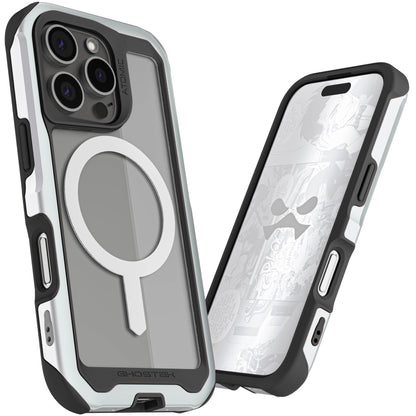 Ghostek . Funda Atomic para iPhone 16 Pro MAX Aluminio Negra Transp MagSafe