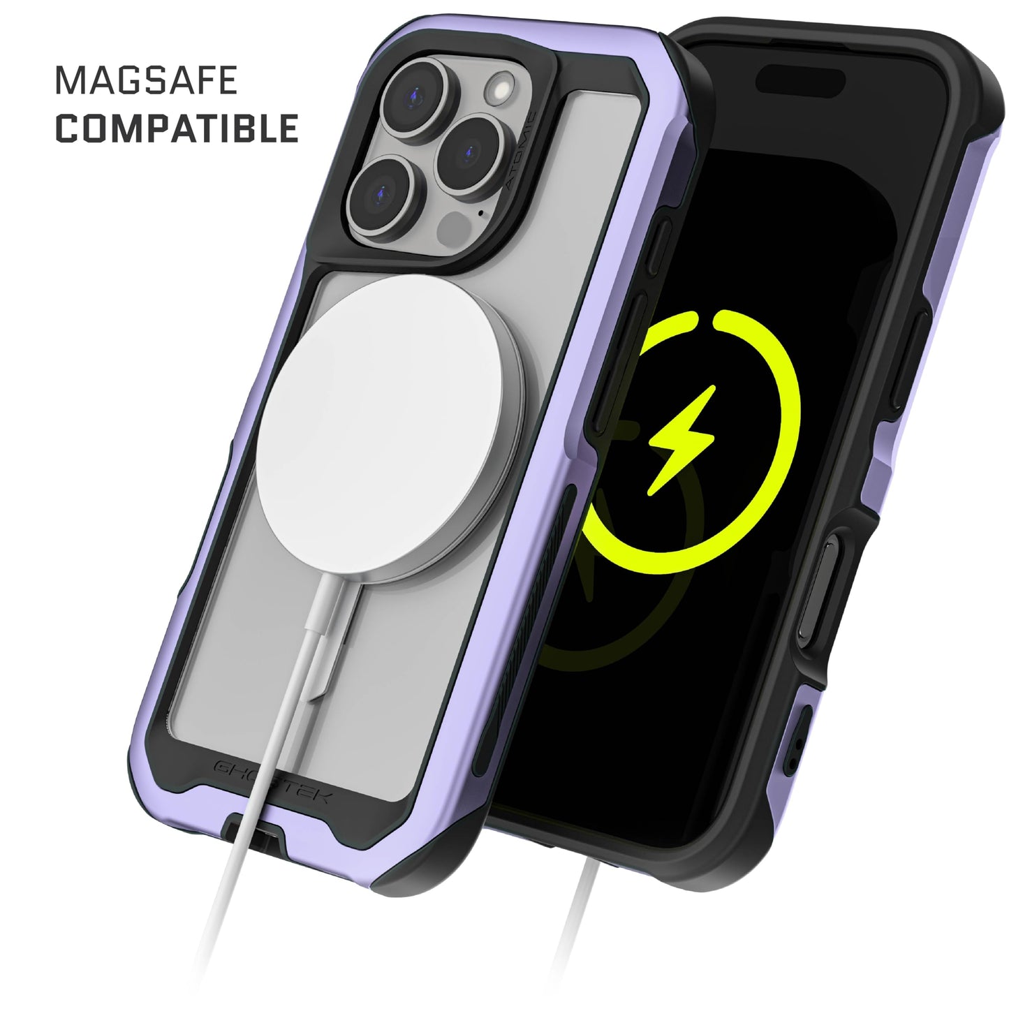 Ghostek . Funda Atomic para iPhone 16 Pro MAX Aluminio Negra Transp MagSafe