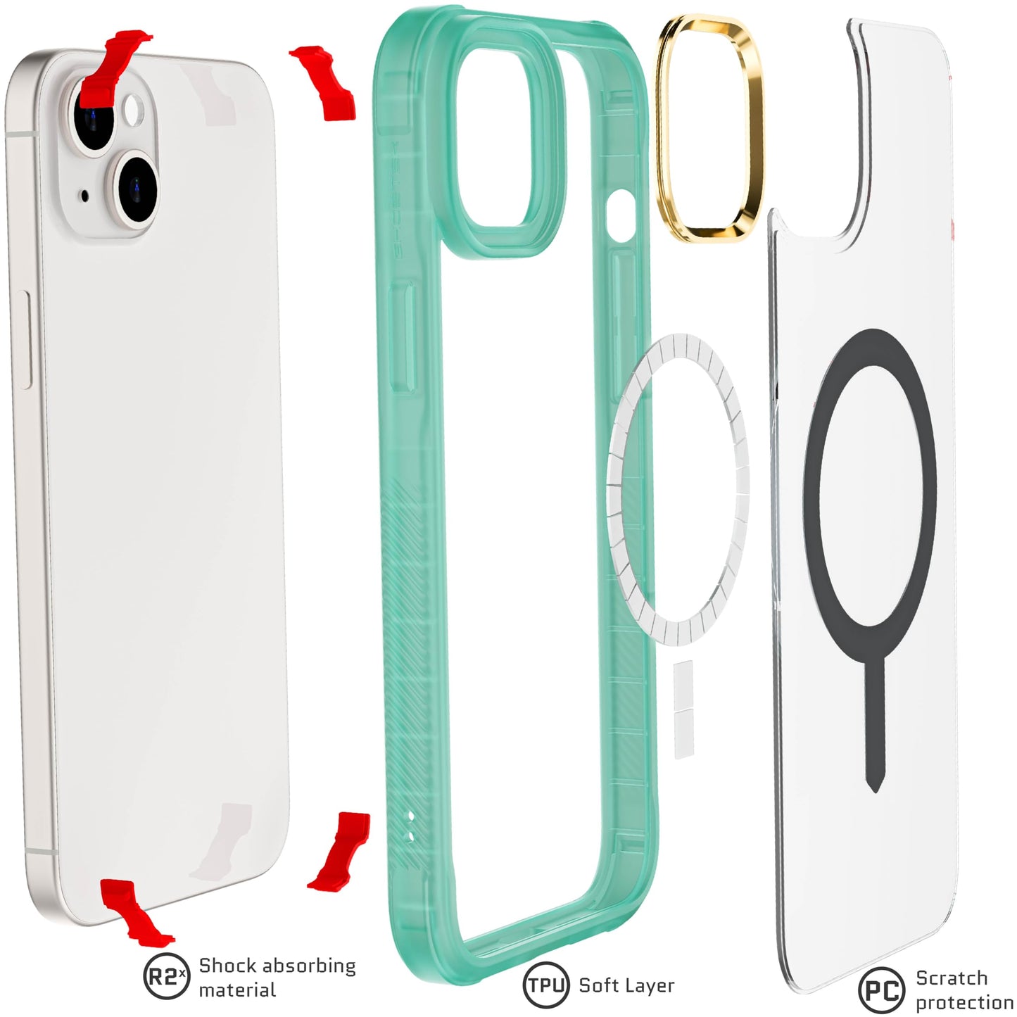 Ghostek - Funda transparente para iPhone 15, compatible con Apple MagSafe, Silicone Fusion, funda delgada a prueba de golpes (6.1 pulgadas, transparente)