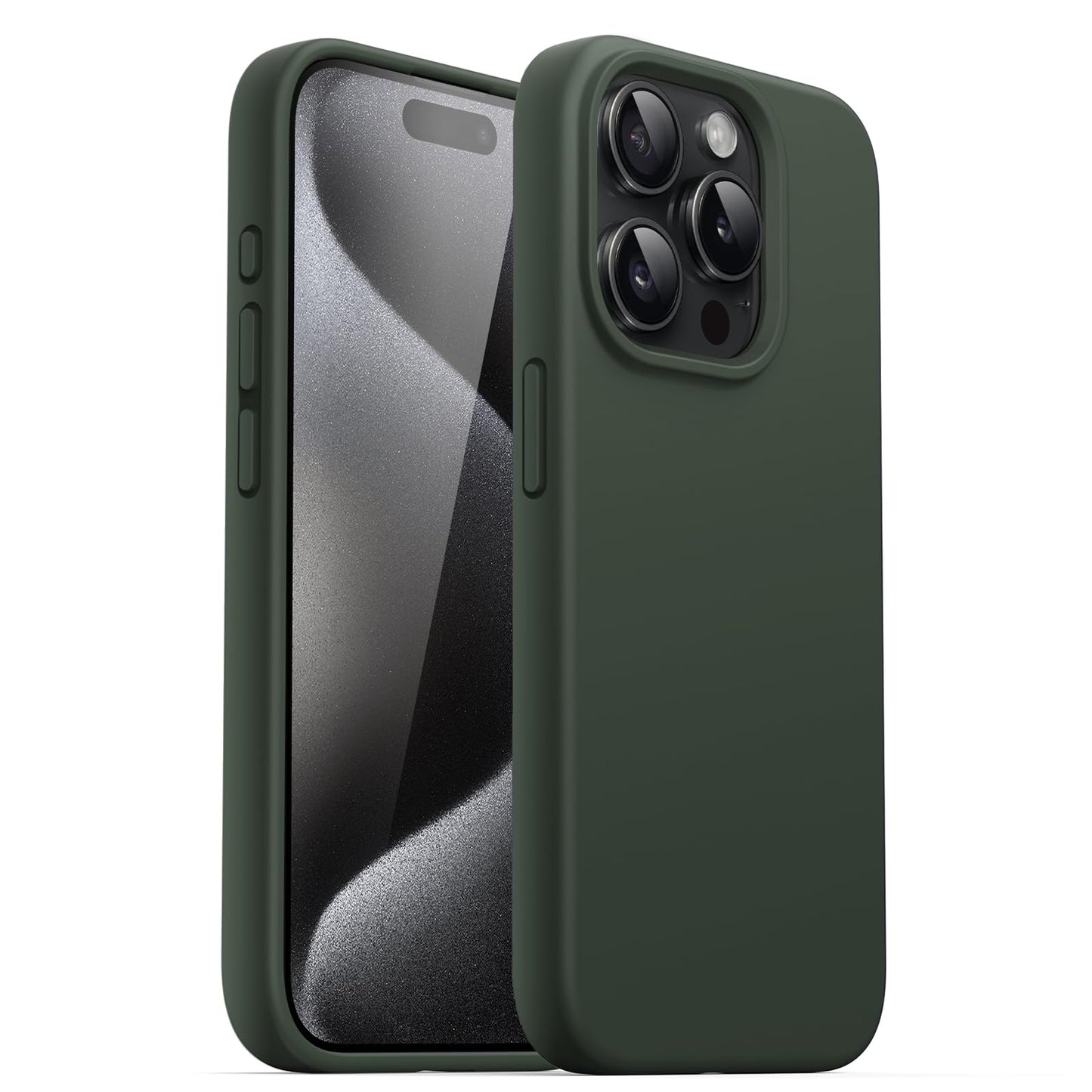 Funda Silicona para iPhone 15 Pro 6.1 Pulgadas, Protectora de Cuerpo Completo con Tacto Suave y Sedoso, Antigolpes Carcasa (Negro)