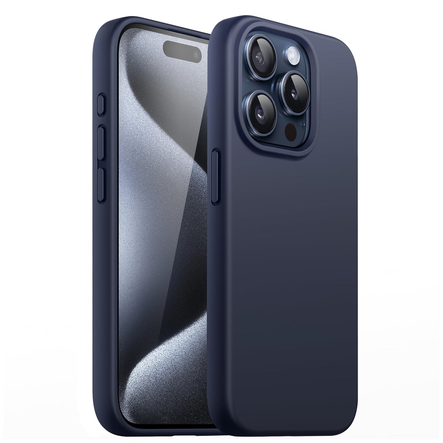 Funda Silicona para iPhone 15 Pro 6.1 Pulgadas, Protectora de Cuerpo Completo con Tacto Suave y Sedoso, Antigolpes Carcasa (Negro)