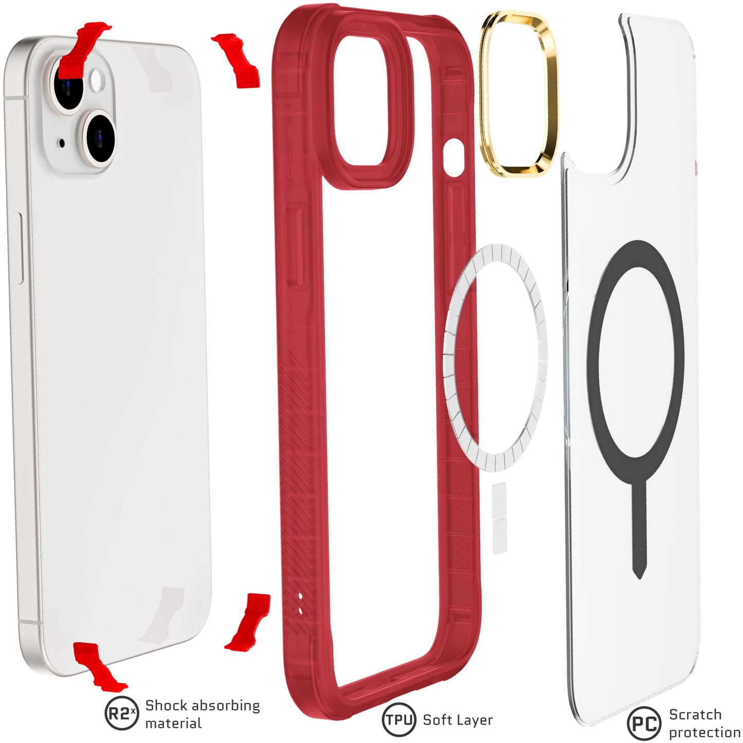 Ghostek - Funda transparente para iPhone 15, compatible con Apple MagSafe, Silicone Fusion, funda delgada a prueba de golpes (6.1 pulgadas, transparente)