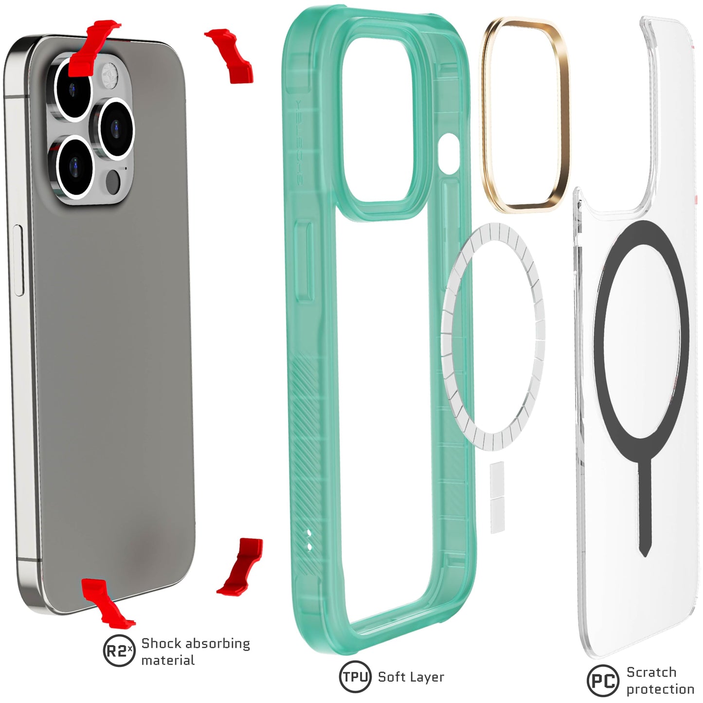 Ghostek - Funda transparente para iPhone 15, compatible con Apple MagSafe, Silicone Fusion, funda delgada a prueba de golpes (6.1 pulgadas, transparente)