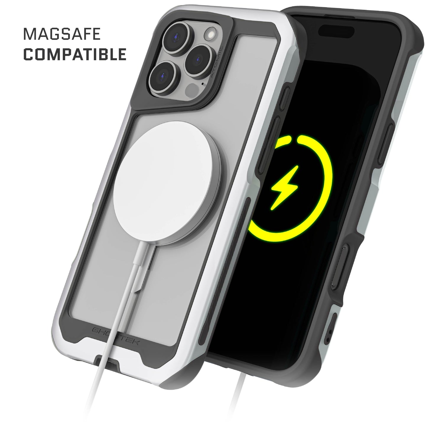 Ghostek . Funda Atomic para iPhone 16 Pro MAX Aluminio Negra Transp MagSafe