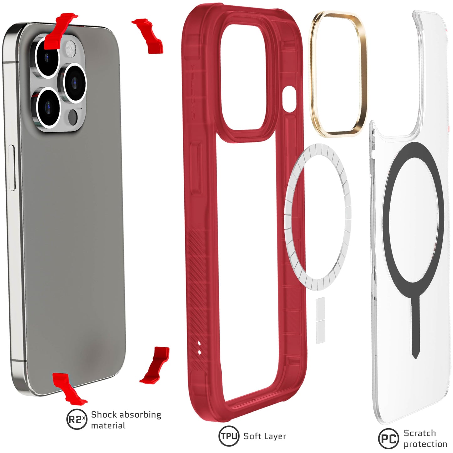 Ghostek - Funda transparente para iPhone 15, compatible con Apple MagSafe, Silicone Fusion, funda delgada a prueba de golpes (6.1 pulgadas, transparente)