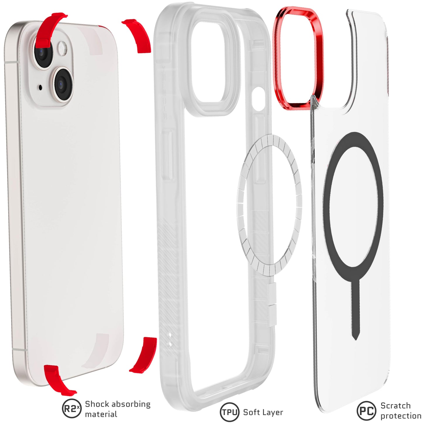 Ghostek - Funda transparente para iPhone 15, compatible con Apple MagSafe, Silicone Fusion, funda delgada a prueba de golpes (6.1 pulgadas, transparente)