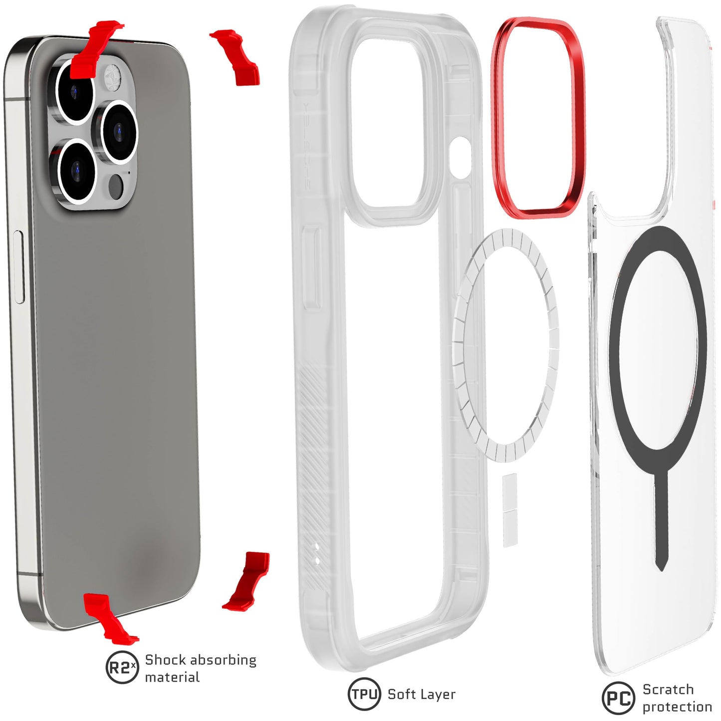 Ghostek - Funda transparente para iPhone 15, compatible con Apple MagSafe, Silicone Fusion, funda delgada a prueba de golpes (6.1 pulgadas, transparente)