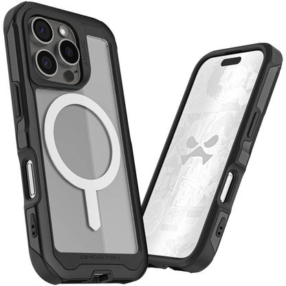 Ghostek . Funda Atomic para iPhone 16 Pro MAX Aluminio Negra Transp MagSafe