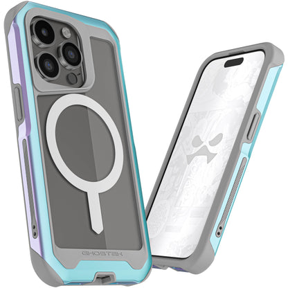 Ghostek Atomic Slim for iPhone 15 Pro MAX Case, Compatible with Magnetic MagSafe Accessories, Aluminum Iridescent Fluorescent Bumper, Heavy Duty Protection (6.7 Inch, Prismatic)