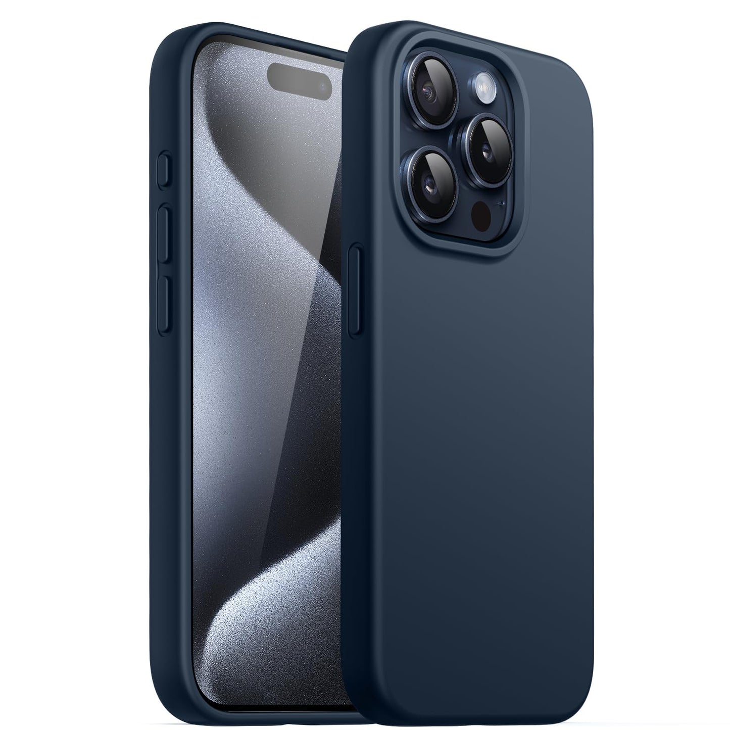 Funda Silicona para iPhone 15 Pro 6.1 Pulgadas, Protectora de Cuerpo Completo con Tacto Suave y Sedoso, Antigolpes Carcasa (Negro)