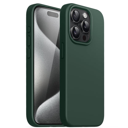 Funda Silicona para iPhone 15 Pro 6.1 Pulgadas, Protectora de Cuerpo Completo con Tacto Suave y Sedoso, Antigolpes Carcasa (Negro)