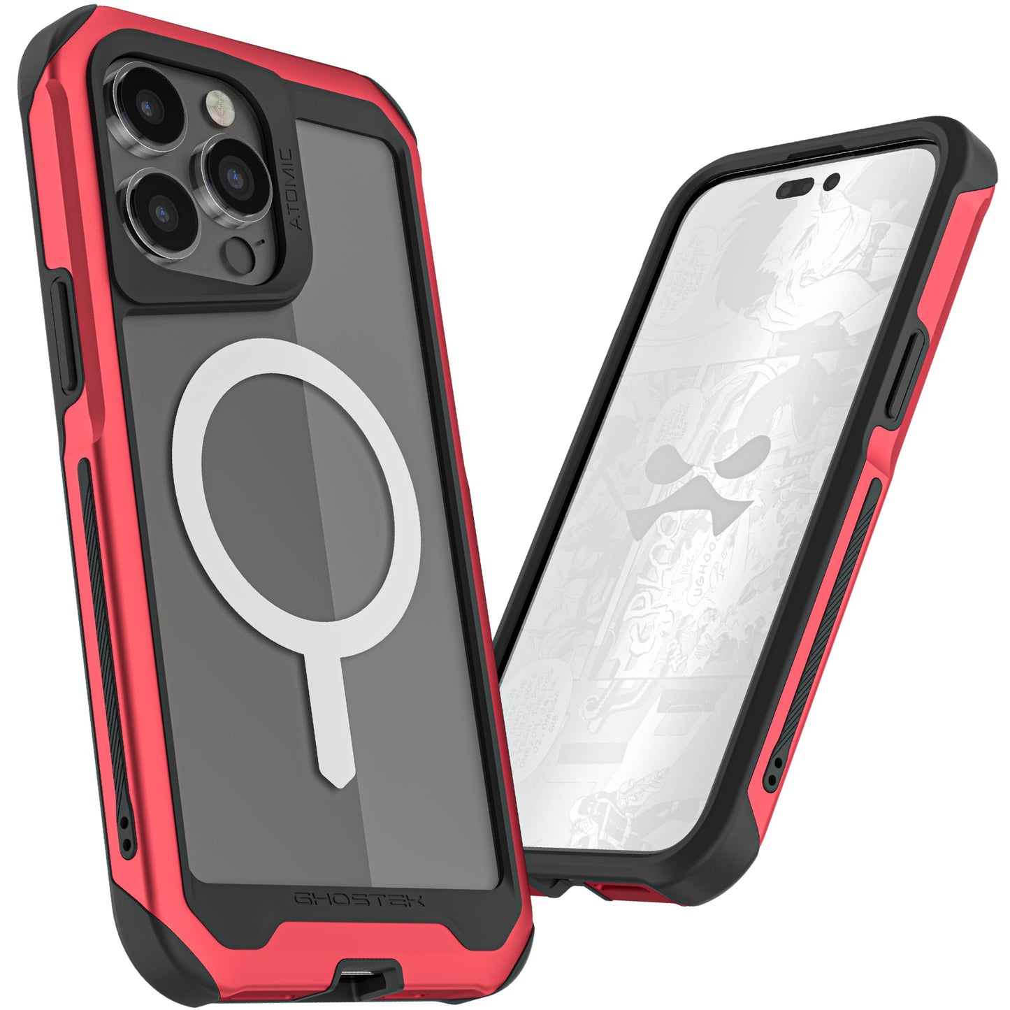 Ghostek Atomic Slim for iPhone 15 Pro MAX Case, Compatible with Magnetic MagSafe Accessories, Aluminum Iridescent Fluorescent Bumper, Heavy Duty Protection (6.7 Inch, Prismatic)