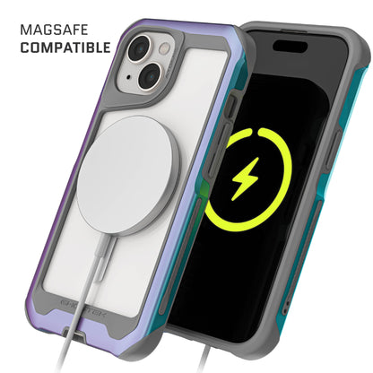 Ghostek Atomic Slim for iPhone 15 Pro MAX Case, Compatible with Magnetic MagSafe Accessories, Aluminum Iridescent Fluorescent Bumper, Heavy Duty Protection (6.7 Inch, Prismatic)