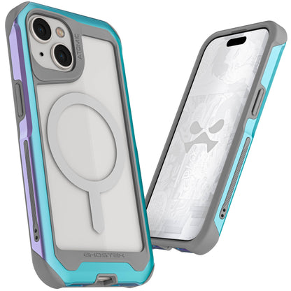 Ghostek Atomic Slim for iPhone 15 Pro MAX Case, Compatible with Magnetic MagSafe Accessories, Aluminum Iridescent Fluorescent Bumper, Heavy Duty Protection (6.7 Inch, Prismatic)