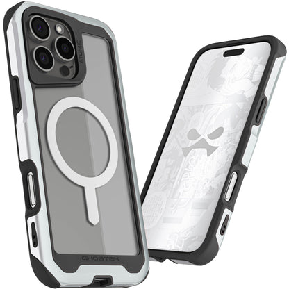 Ghostek . Funda Atomic para iPhone 16 Pro MAX Aluminio Negra Transp MagSafe