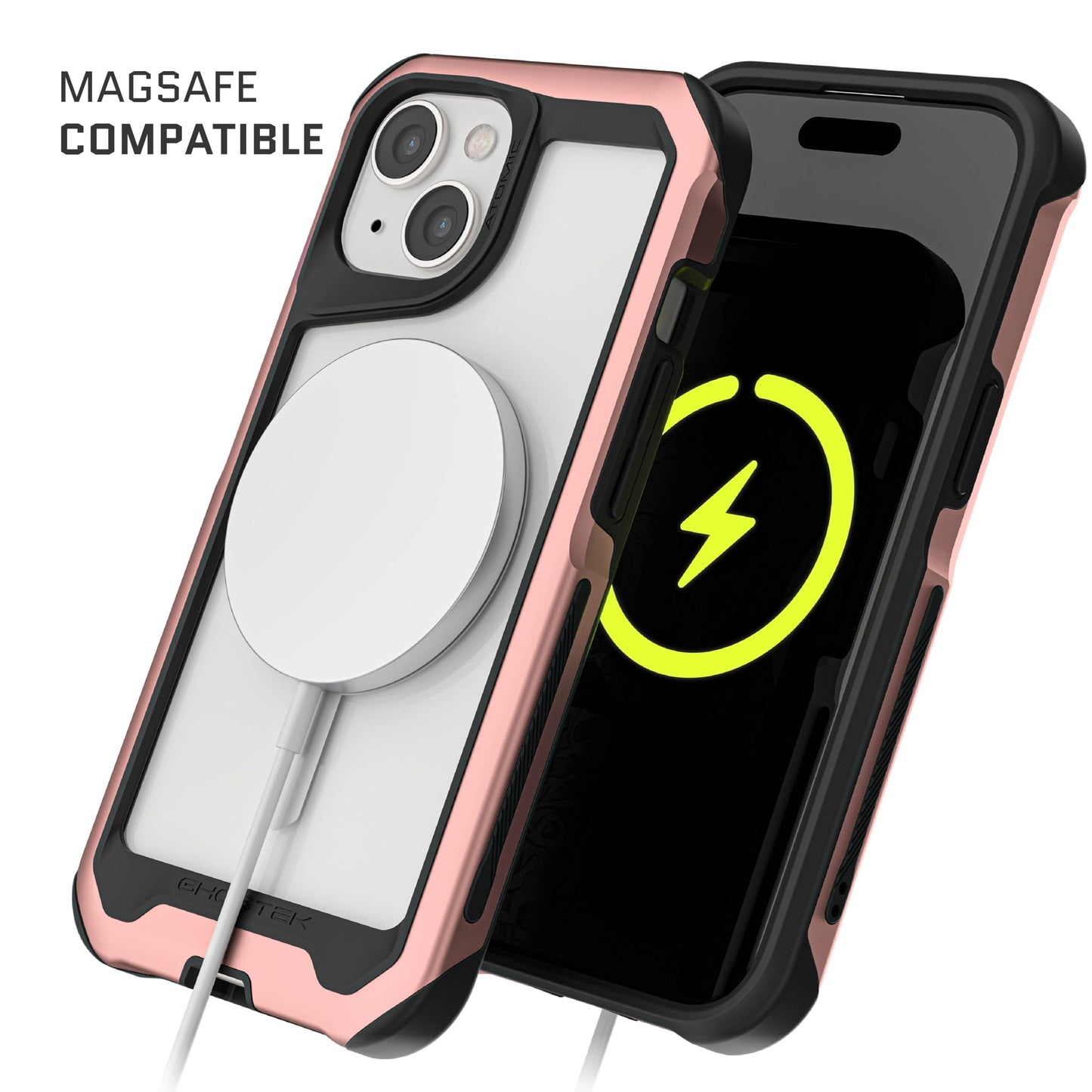 Ghostek Atomic Slim for iPhone 15 Pro MAX Case, Compatible with Magnetic MagSafe Accessories, Aluminum Iridescent Fluorescent Bumper, Heavy Duty Protection (6.7 Inch, Prismatic)