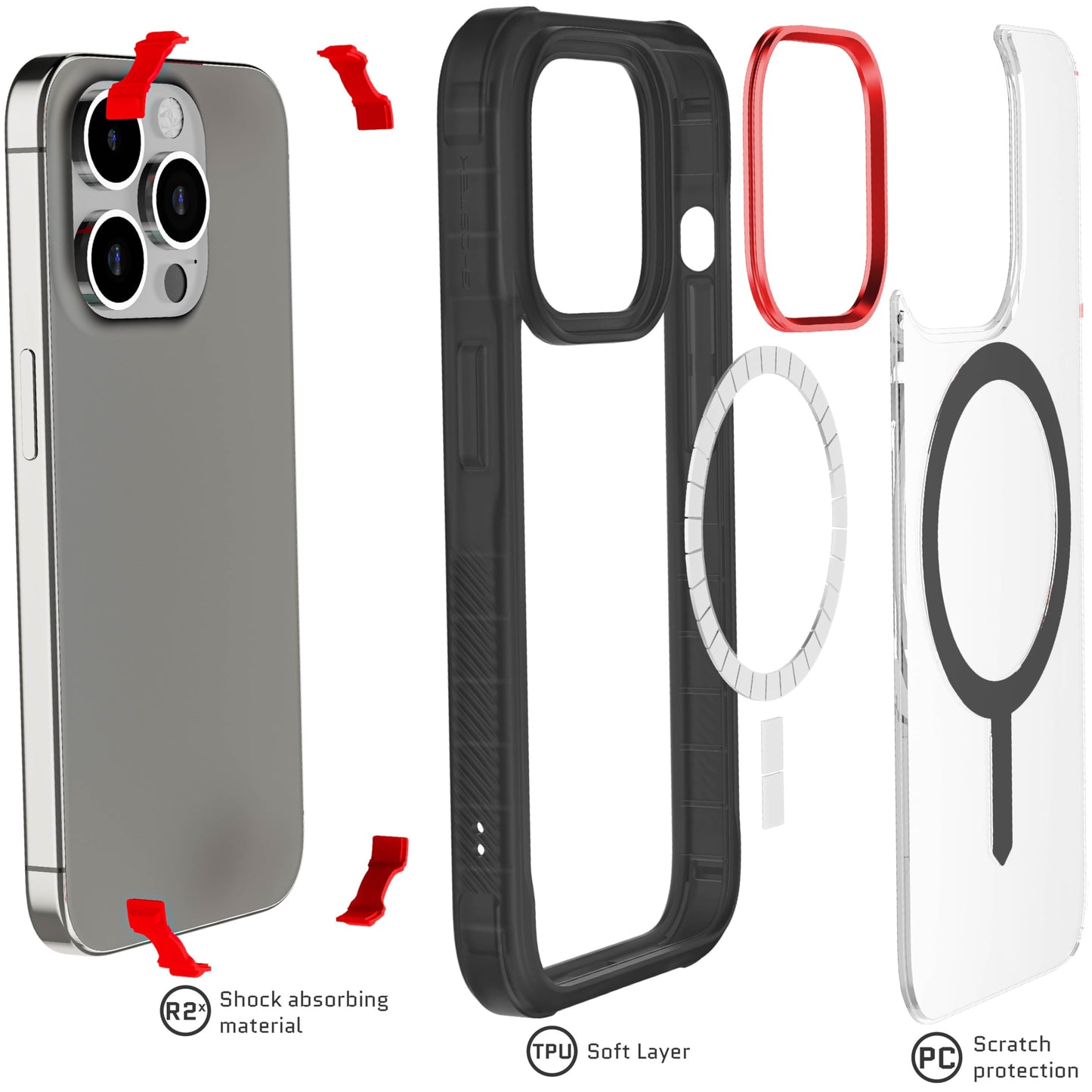 Ghostek - Funda transparente para iPhone 15, compatible con Apple MagSafe, Silicone Fusion, funda delgada a prueba de golpes (6.1 pulgadas, transparente)