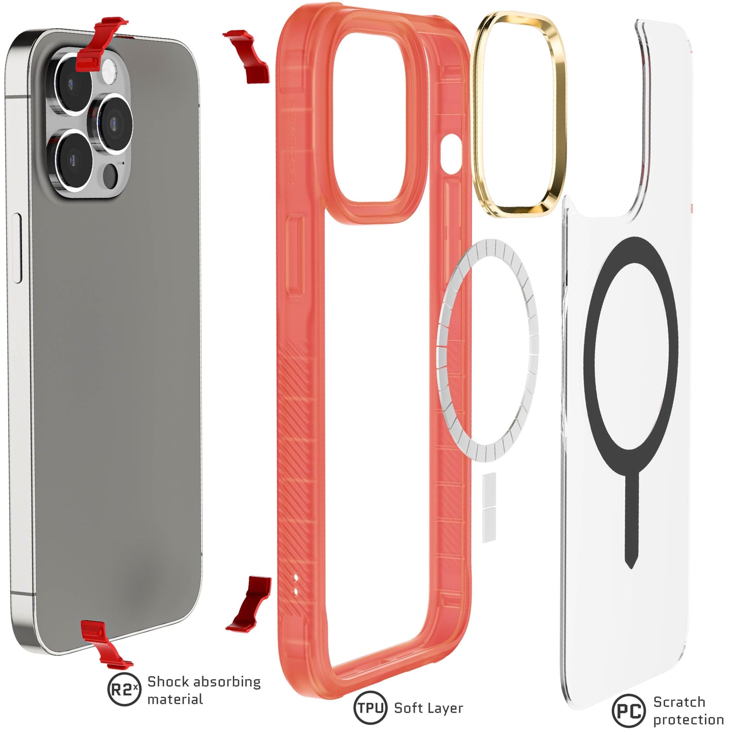 Ghostek - Funda transparente para iPhone 15, compatible con Apple MagSafe, Silicone Fusion, funda delgada a prueba de golpes (6.1 pulgadas, transparente)