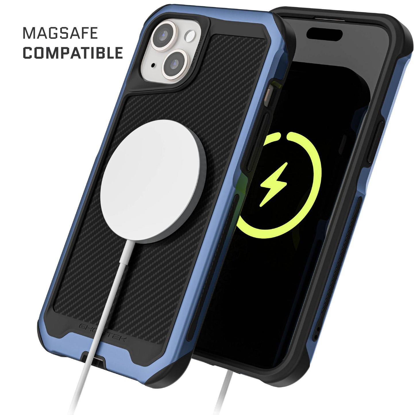 Ghostek Atomic Slim for iPhone 15 Pro MAX Case, Compatible with Magnetic MagSafe Accessories, Aluminum Iridescent Fluorescent Bumper, Heavy Duty Protection (6.7 Inch, Prismatic)