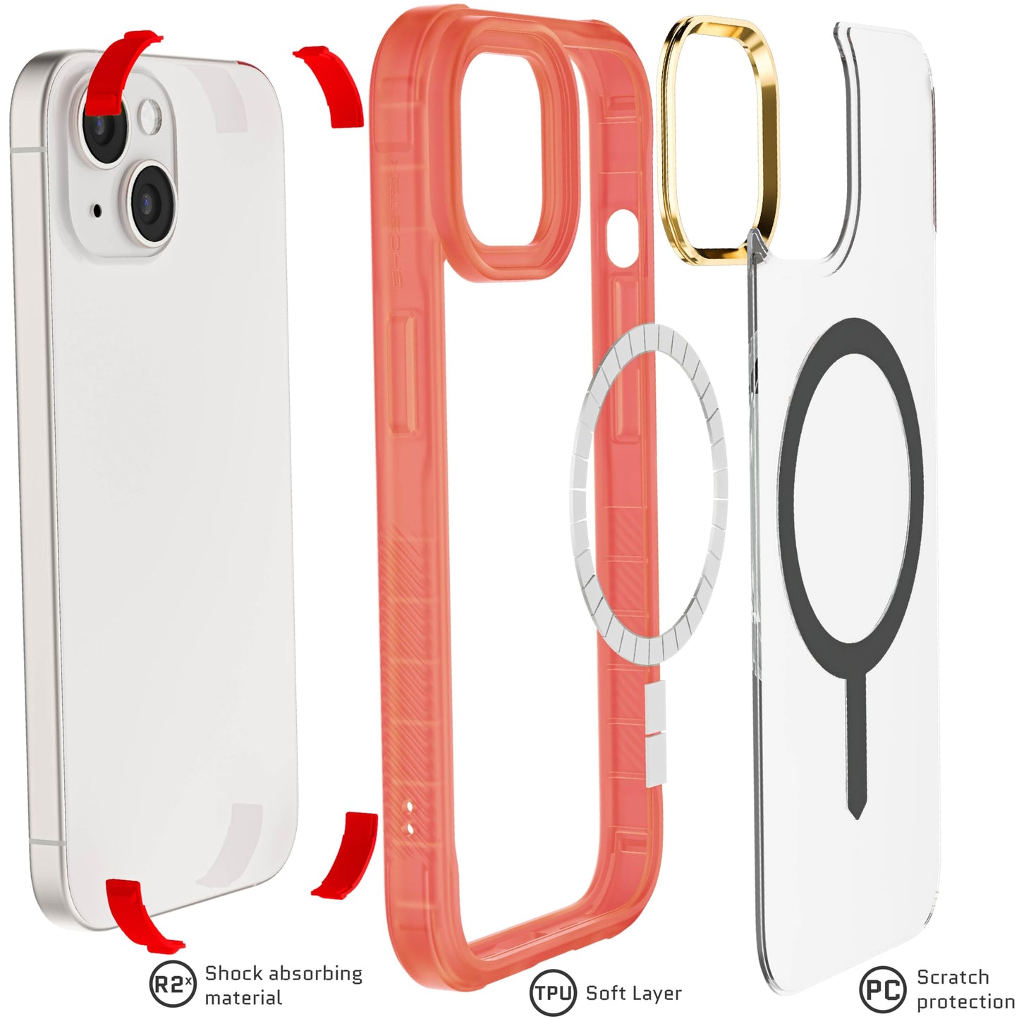 Ghostek - Funda transparente para iPhone 15, compatible con Apple MagSafe, Silicone Fusion, funda delgada a prueba de golpes (6.1 pulgadas, transparente)