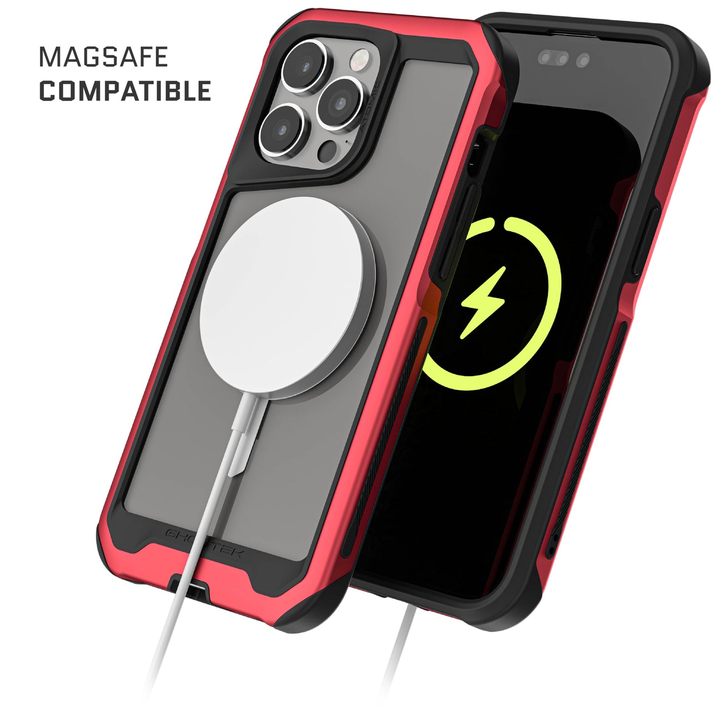 Ghostek Atomic Slim for iPhone 15 Pro MAX Case, Compatible with Magnetic MagSafe Accessories, Aluminum Iridescent Fluorescent Bumper, Heavy Duty Protection (6.7 Inch, Prismatic)