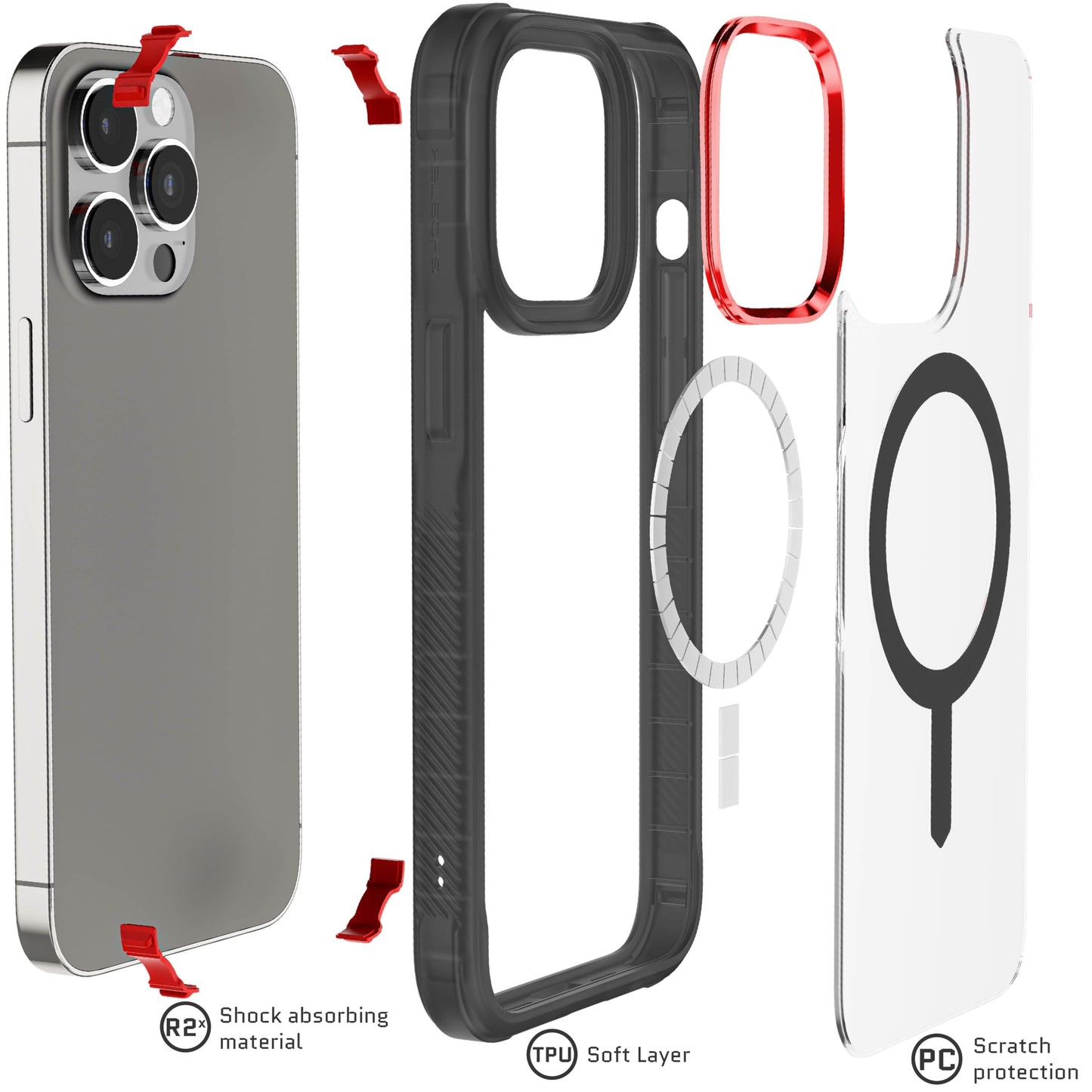 Ghostek - Funda transparente para iPhone 15, compatible con Apple MagSafe, Silicone Fusion, funda delgada a prueba de golpes (6.1 pulgadas, transparente)