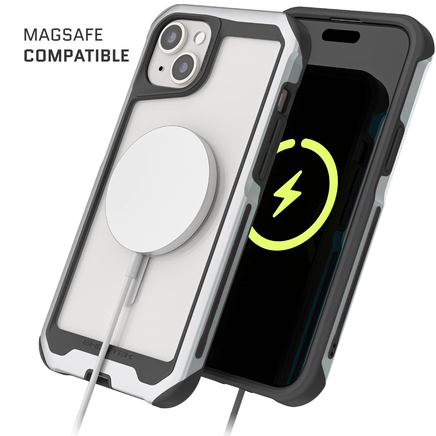 Ghostek Atomic Slim for iPhone 15 Pro MAX Case, Compatible with Magnetic MagSafe Accessories, Aluminum Iridescent Fluorescent Bumper, Heavy Duty Protection (6.7 Inch, Prismatic)