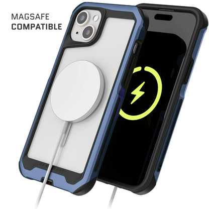 Ghostek Atomic Slim for iPhone 15 Pro MAX Case, Compatible with Magnetic MagSafe Accessories, Aluminum Iridescent Fluorescent Bumper, Heavy Duty Protection (6.7 Inch, Prismatic)