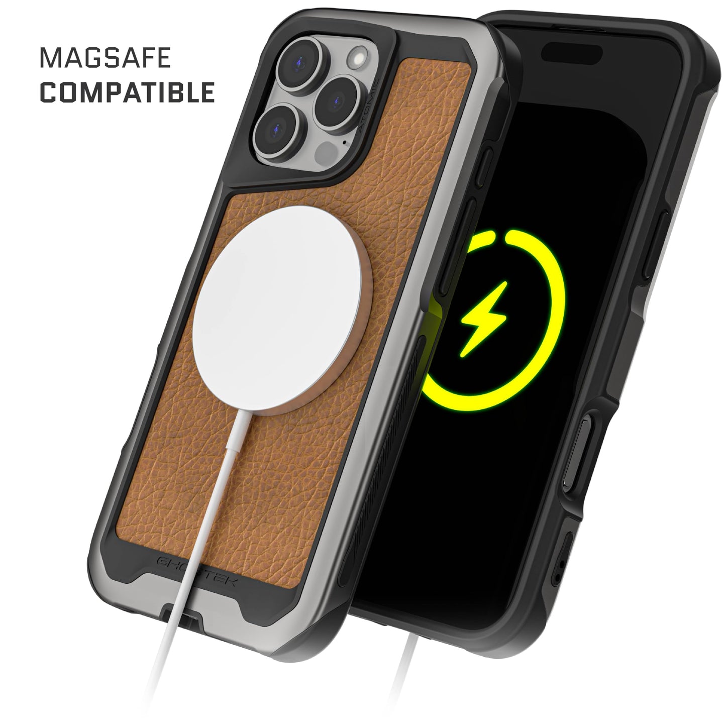 Ghostek . Funda Atomic para iPhone 16 Pro MAX Aluminio Negra Transp MagSafe