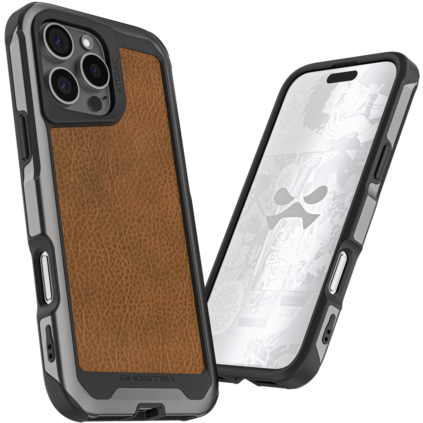 Ghostek . Funda Atomic para iPhone 16 Pro MAX Aluminio Negra Transp MagSafe