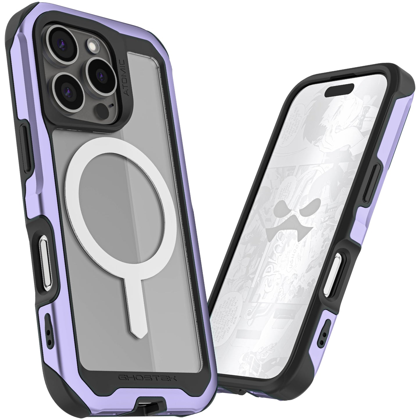 Ghostek . Funda Atomic para iPhone 16 Pro MAX Aluminio Negra Transp MagSafe