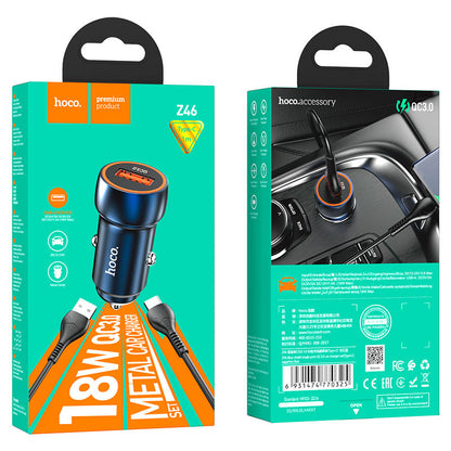 Cargador de Auto con cable type c 20W USB A Z46