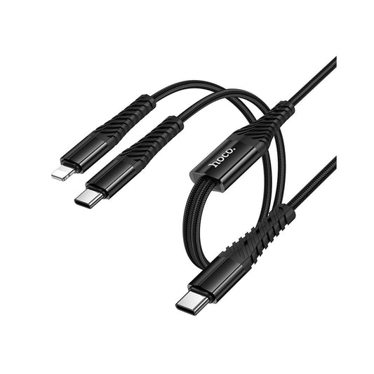 Cable de carga hoco X123 Victory de tipo C a tipo C y 8 pines 2 en 1,