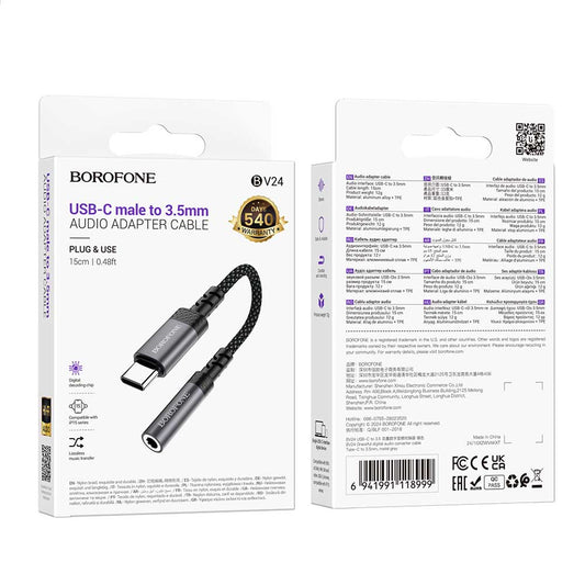 Adaptador BOROFONE BV24 USB-C a Jack 3.5mm