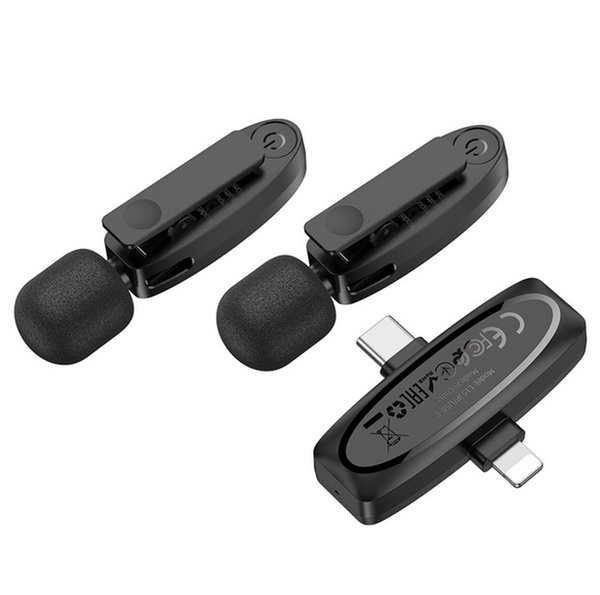 Micrófono inalámbrico Lavalier Dual Lightning to USB-C Hoco L15