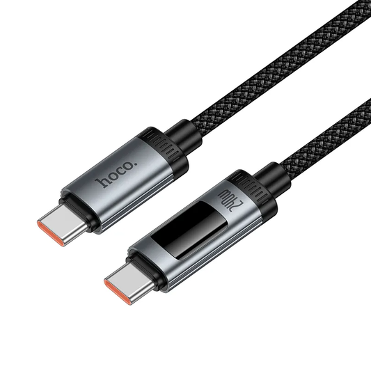 Cable USB-C para datos y carga - USB-C HOCO Display U148, 240 W, 1,2 m, negro