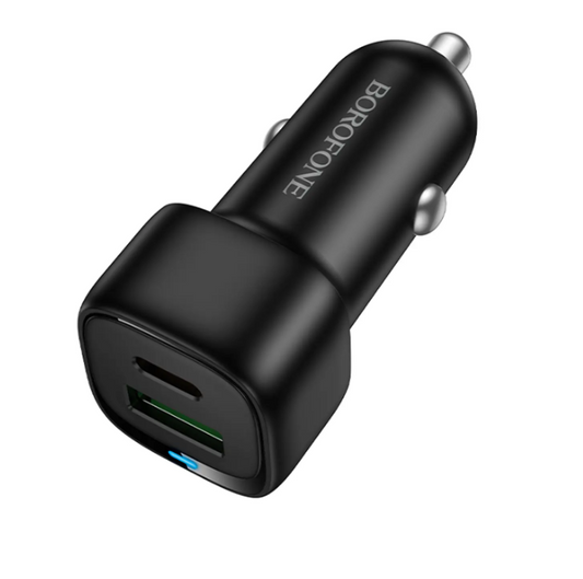 Cargador de Auto Hoco BZ34B Dual USB y Tipo C Negro