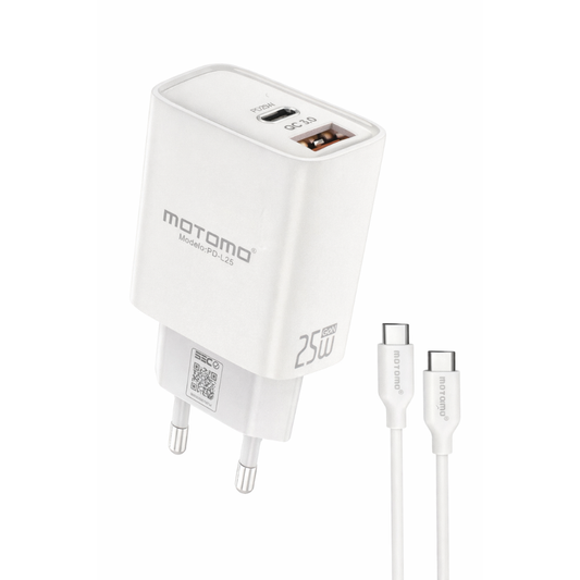 Cargador Rápido Tipo C GaN Motomo PD-L25 25W, Certificación SEC