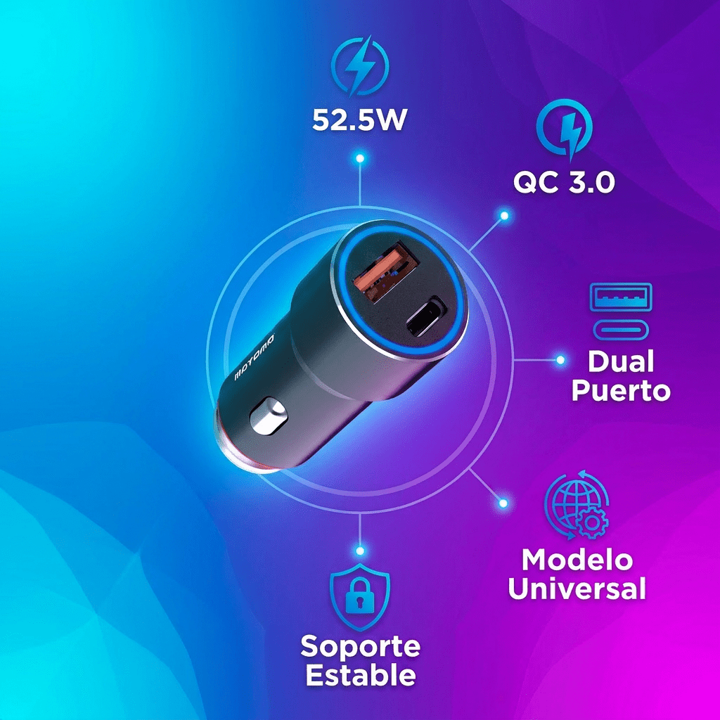 Cargador de Auto Motomo MO-CAR51  52.5W