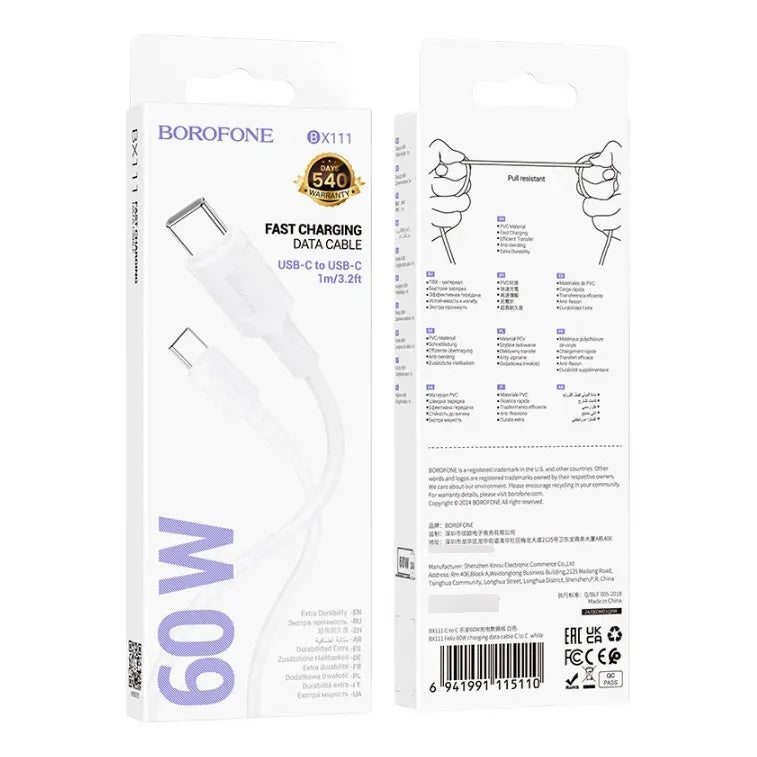 Cable usb C a C 60W borofone BX111